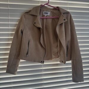 BB Dakota Taupe Suede-Look Moto Jacket